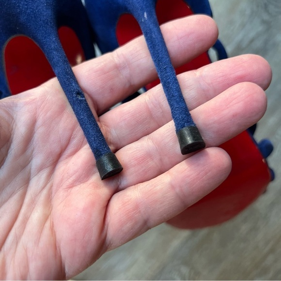 Christian Louboutin Macala Navy Blue Suede Gladiator Sandals Strappy Heels 38 - Picture 10 of 11